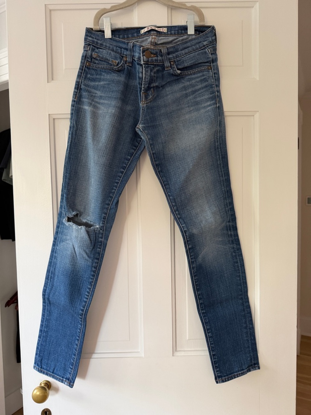 J Brand Medium Blue Distressed Skinny Jeans